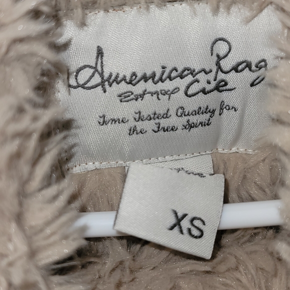 American Rag faux fur & suede  Jacket Coat extra small soft tan beige - Picture 6 of 16